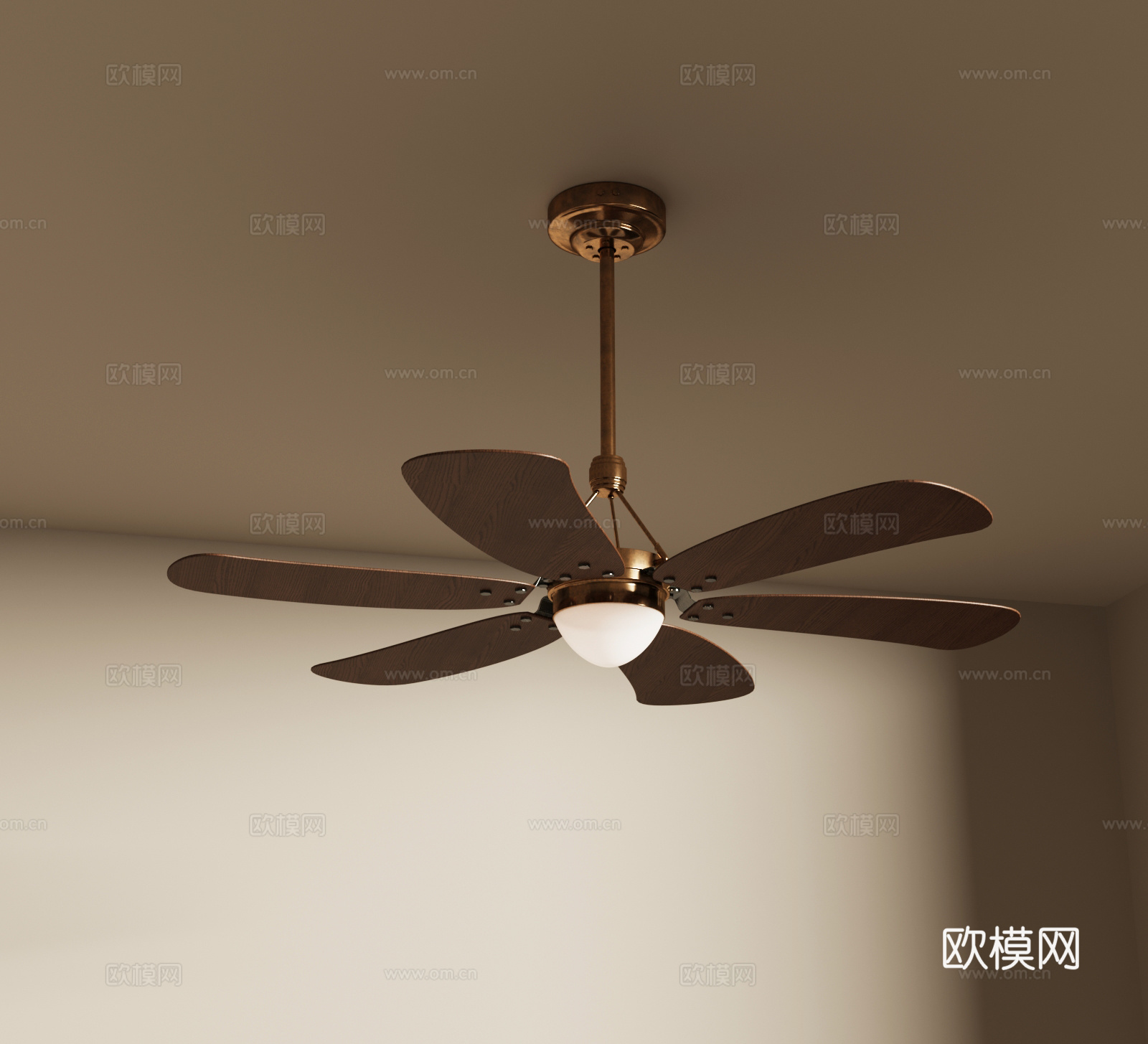 中古风吊灯 风扇灯su模型