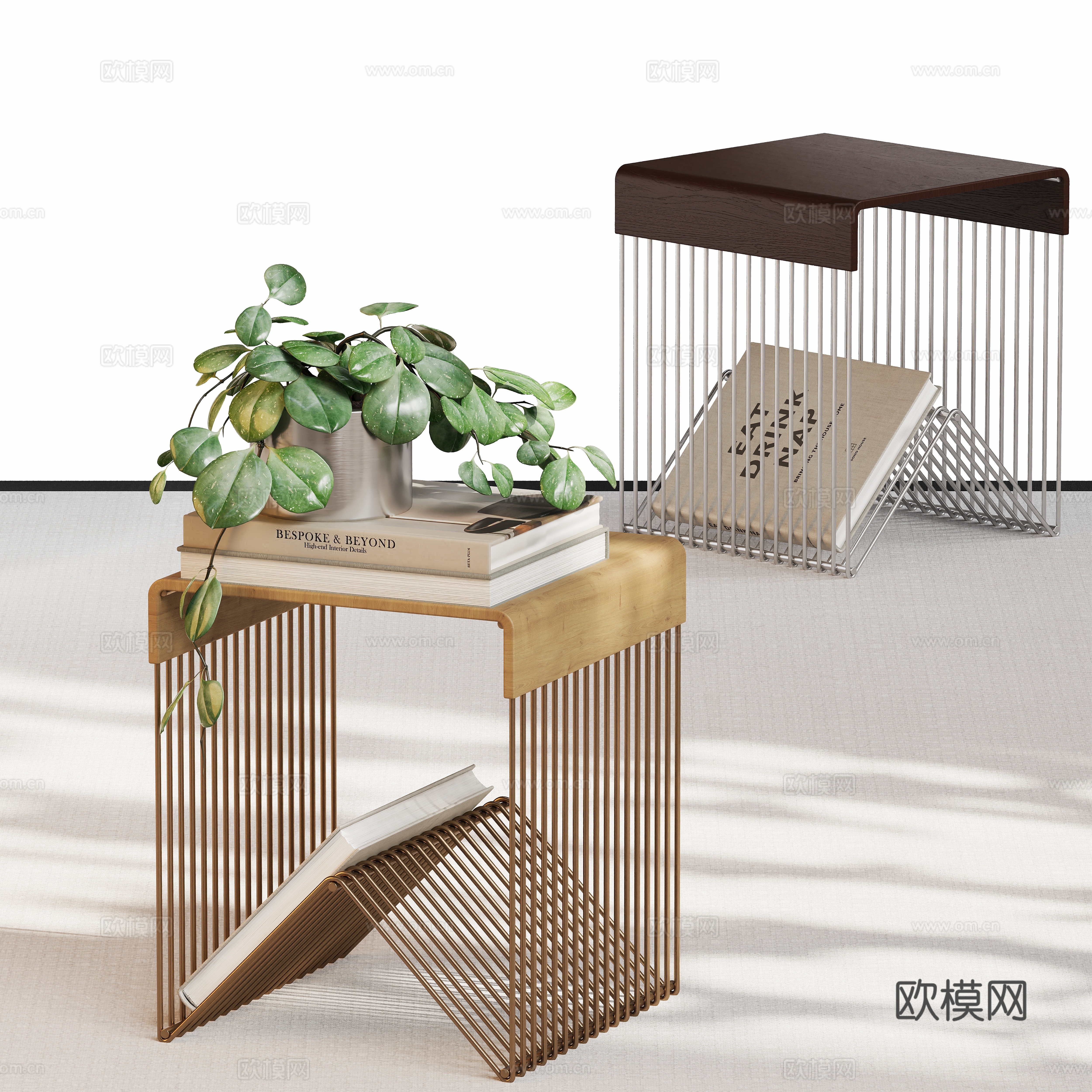现代金属角几边几su模型