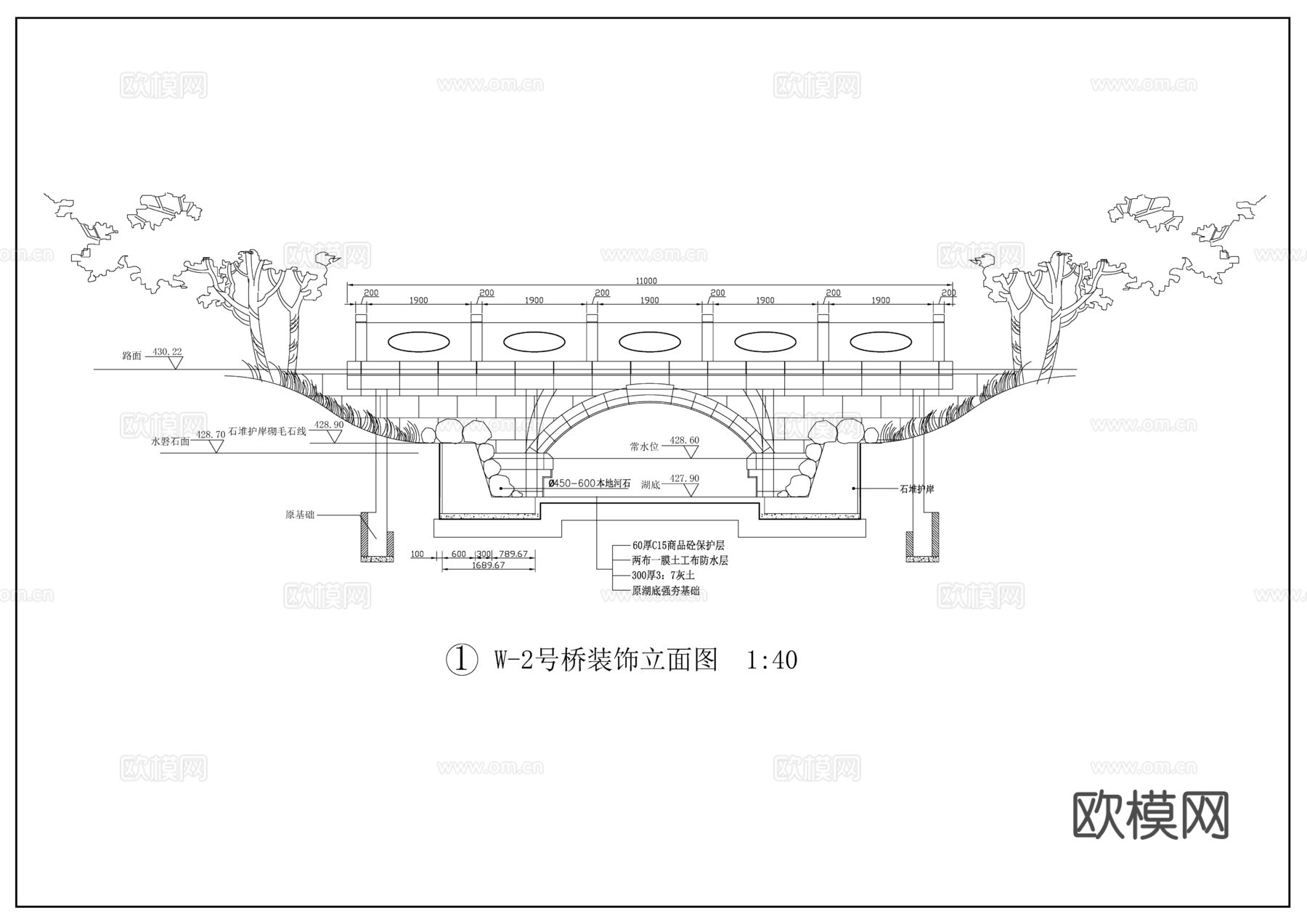 现代石桥cad施工图