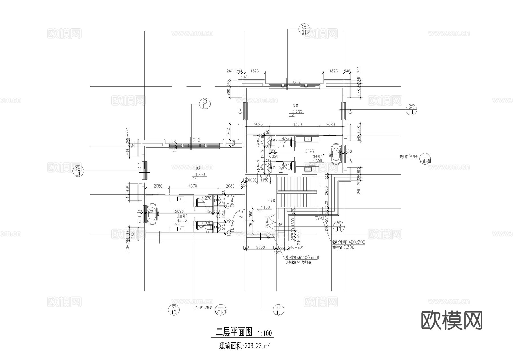 拉萨酒店建筑施工图cad施工图