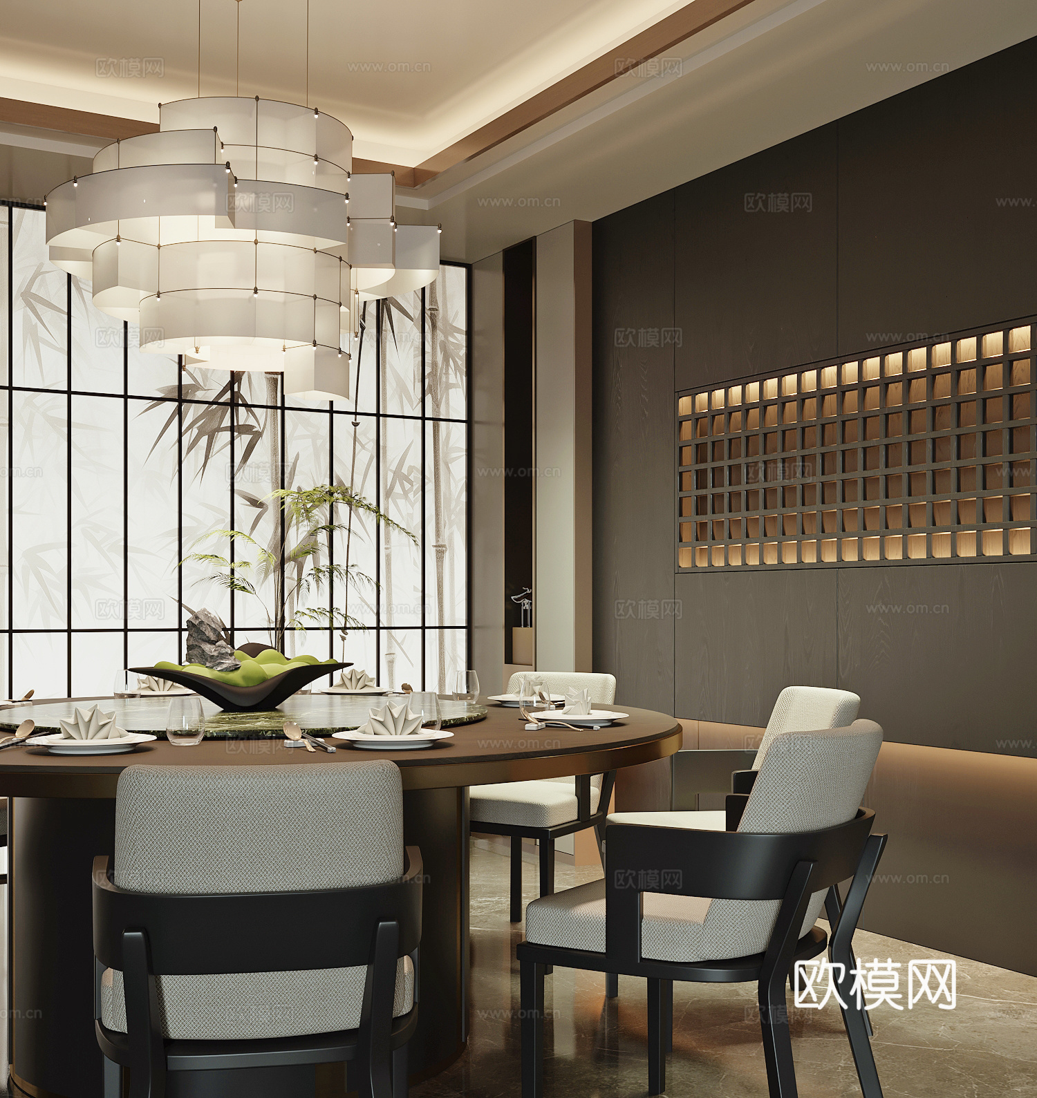 新中式包房3d模型下载