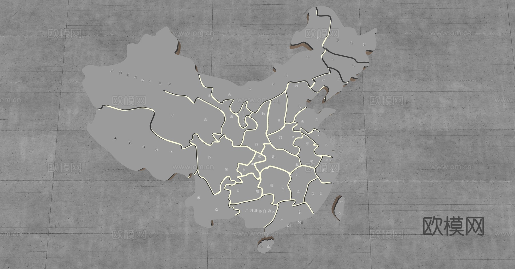 中国地图背景墙su模型