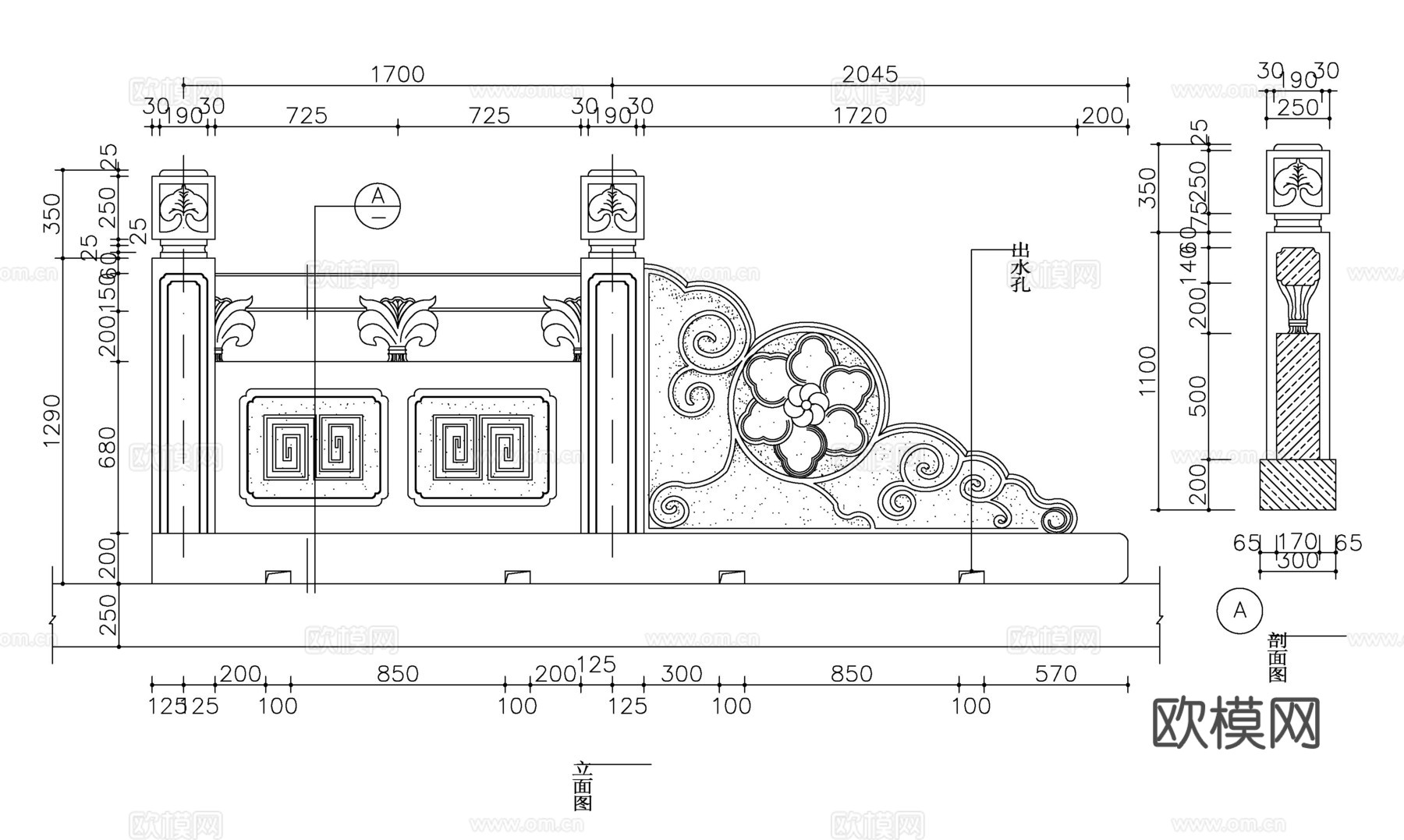 中式护栏cad施工图