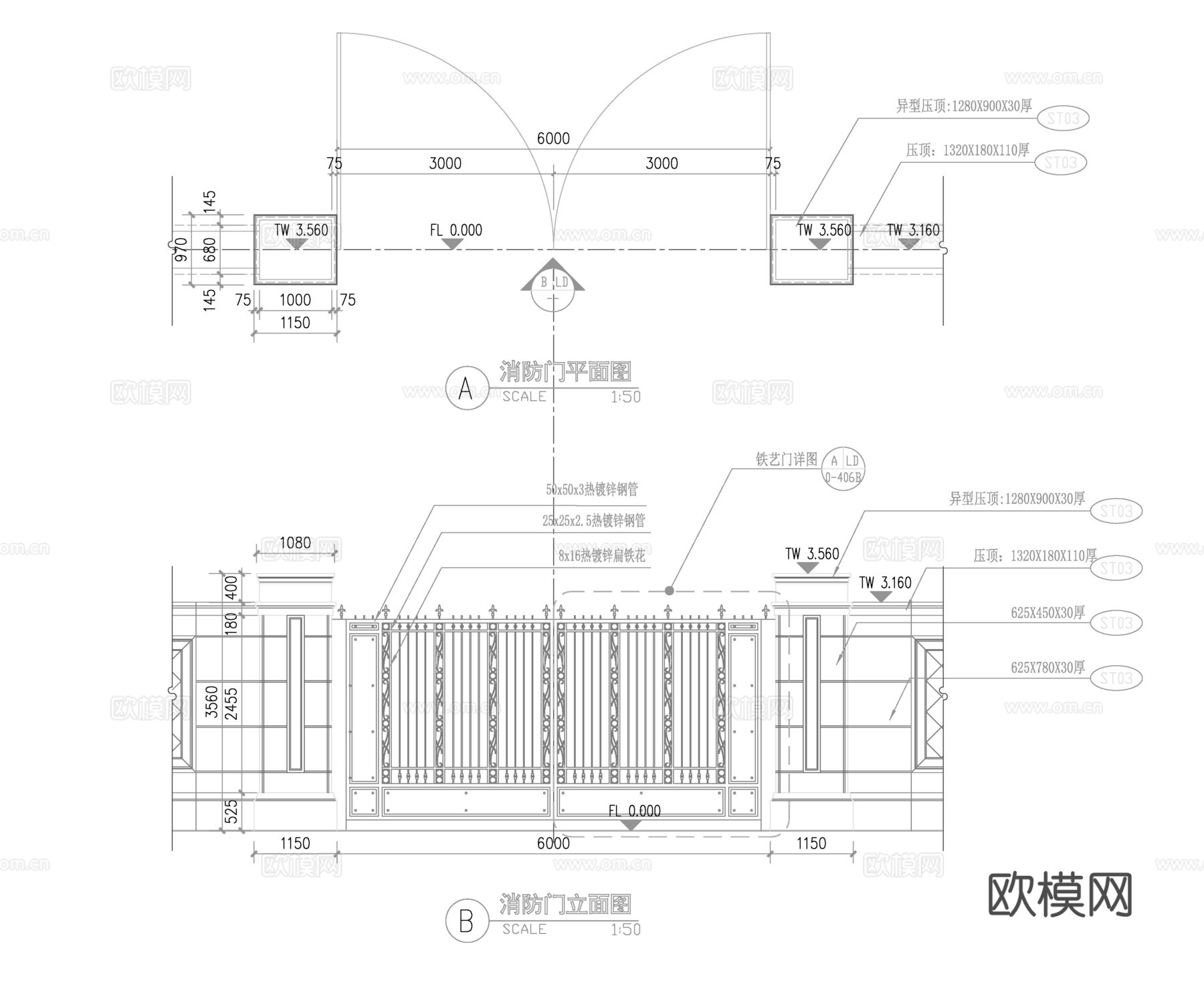 消防门详图cad施工图