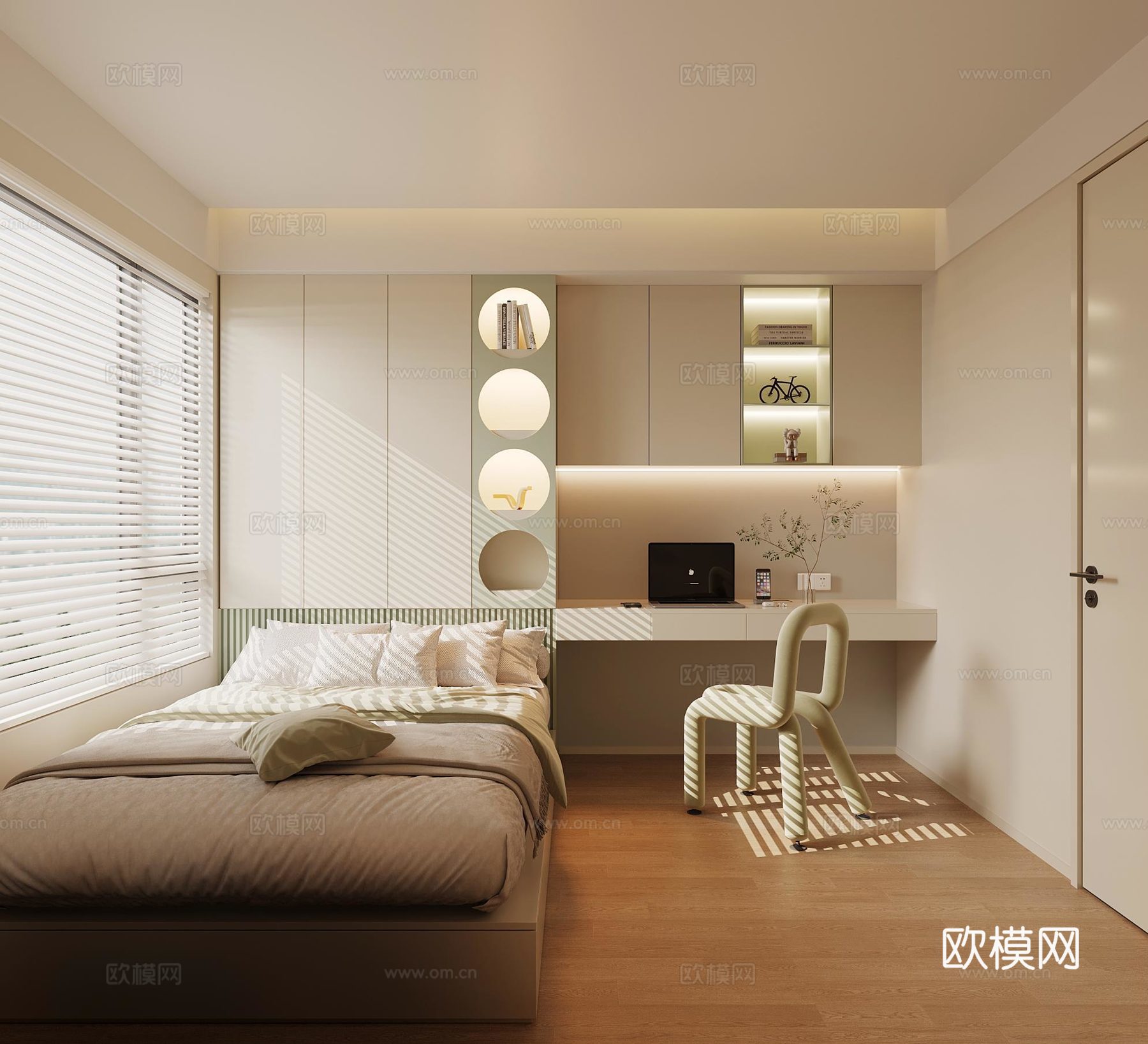 现代儿童卧室 榻榻米卧室su模型
