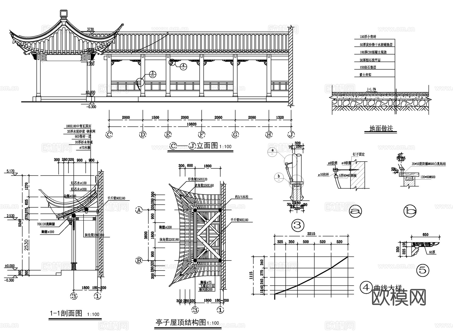 园林古建全套建筑cad施工图