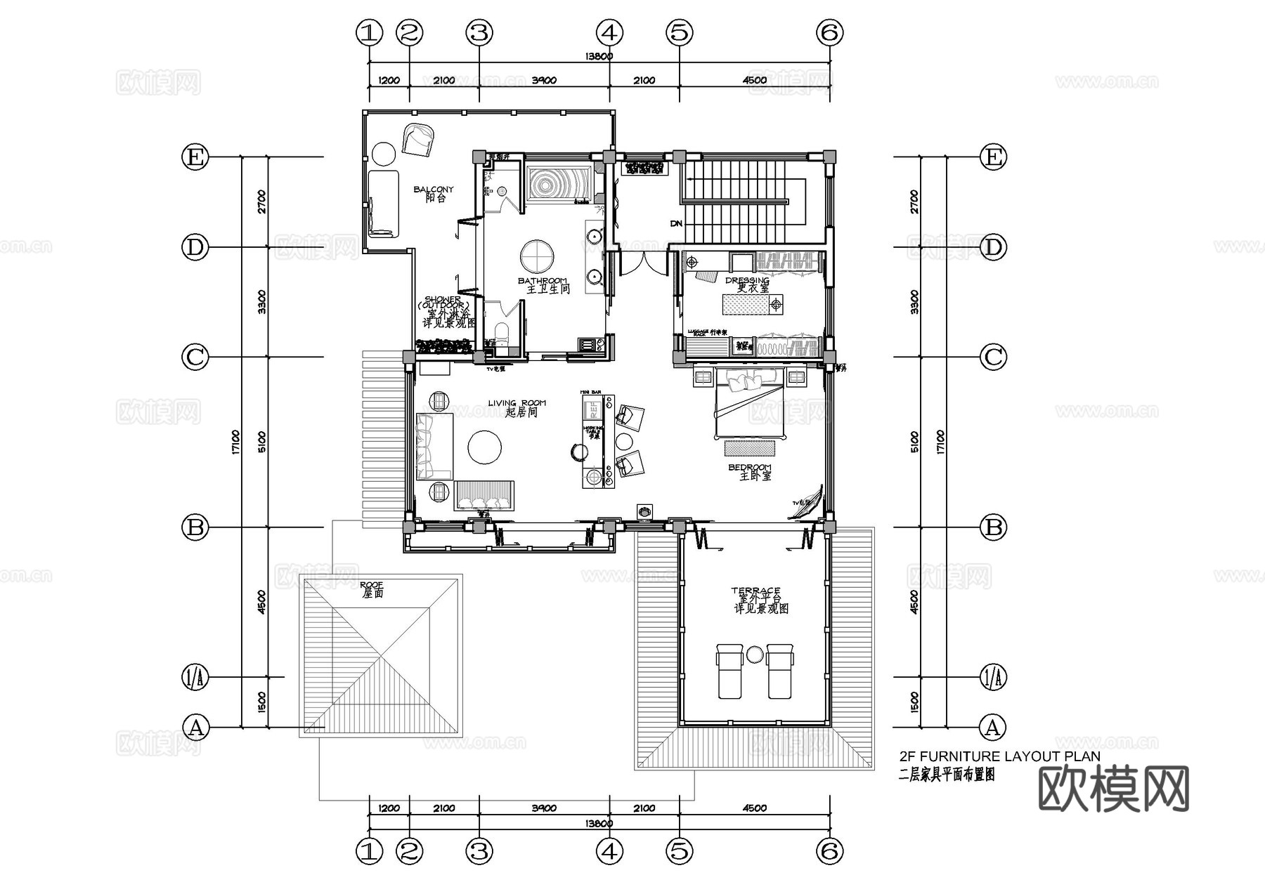 滨海别墅室内施工图cad施工图