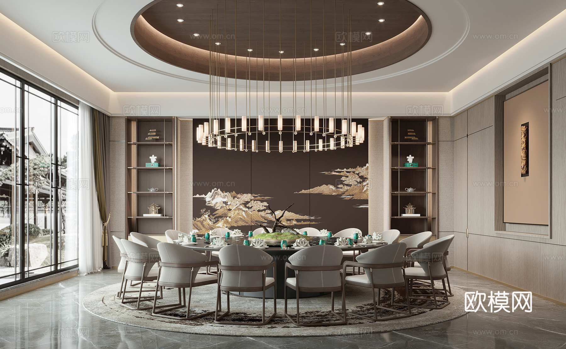 新中式包房包厢3d模型下载