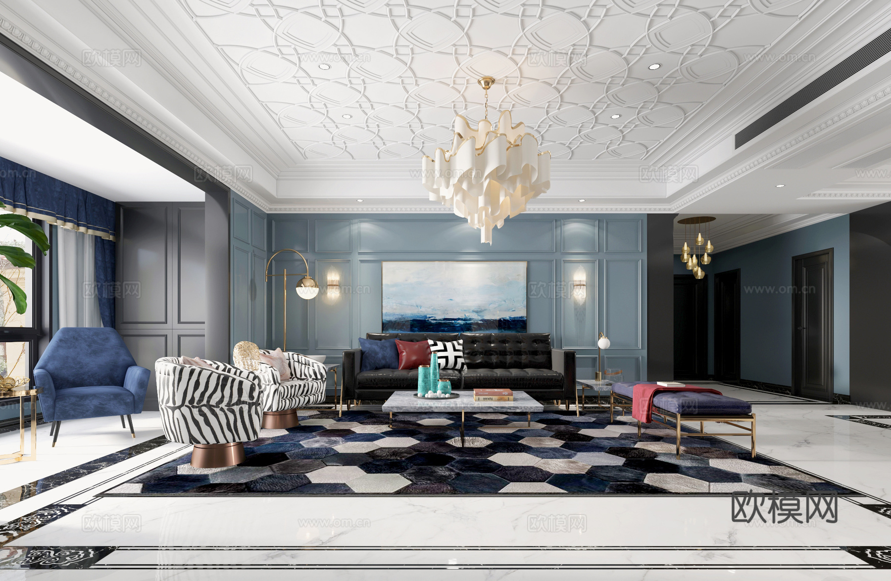 后现代轻奢客餐厅3d模型3d模型下载（渲染图4）