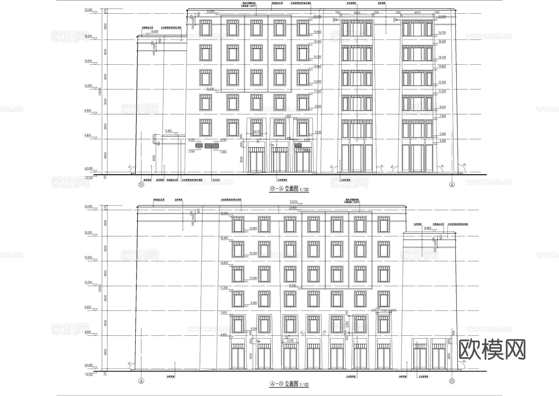 酒店俱乐部建筑施工图cad施工图