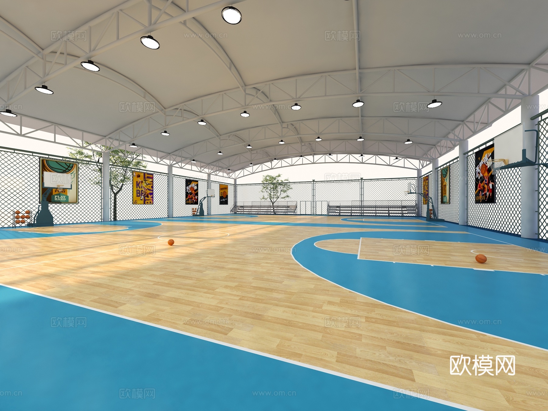 现代室内篮球场 篮球场 膜结构体育馆 室内篮球场3d模型下载
