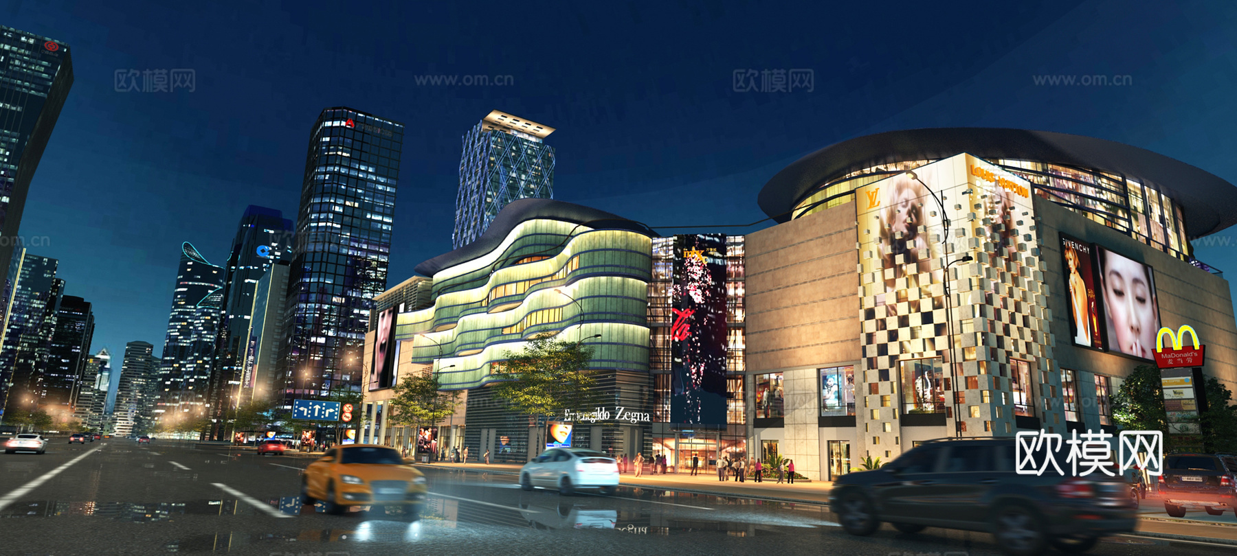 其它城市 街景 商业 商业中心 商业综合体 马路 CBD3d模型下载