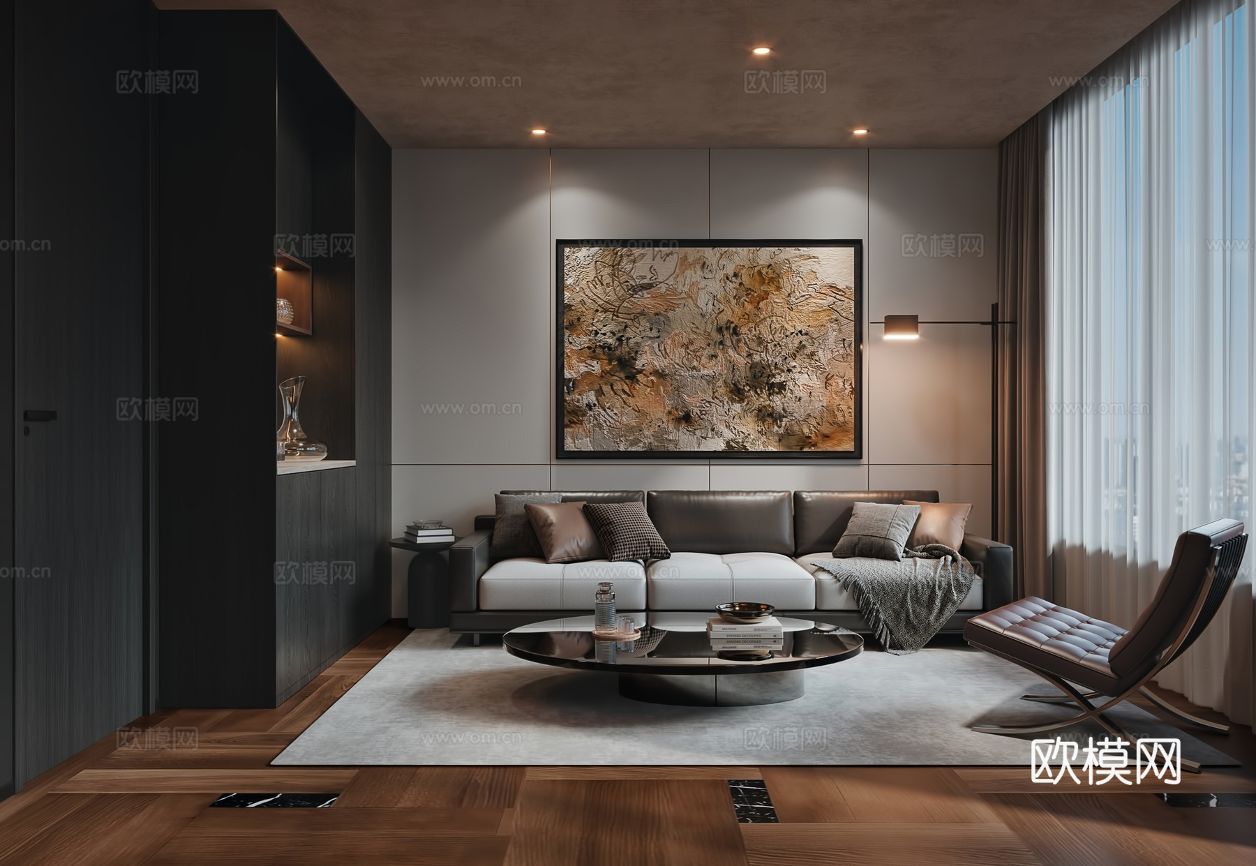 新中式餐厅包间3d模型下载（渲染图4）