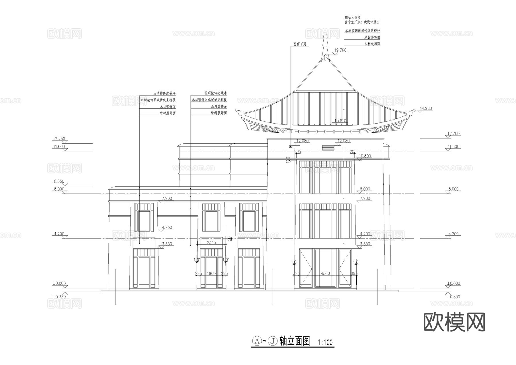 酒店工装建筑施工图cad施工图