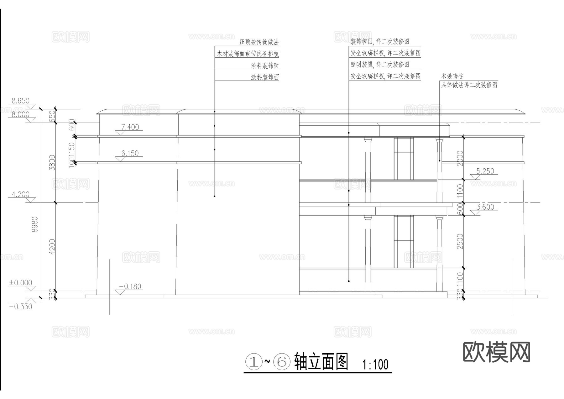现代酒店建筑施工图cad施工图