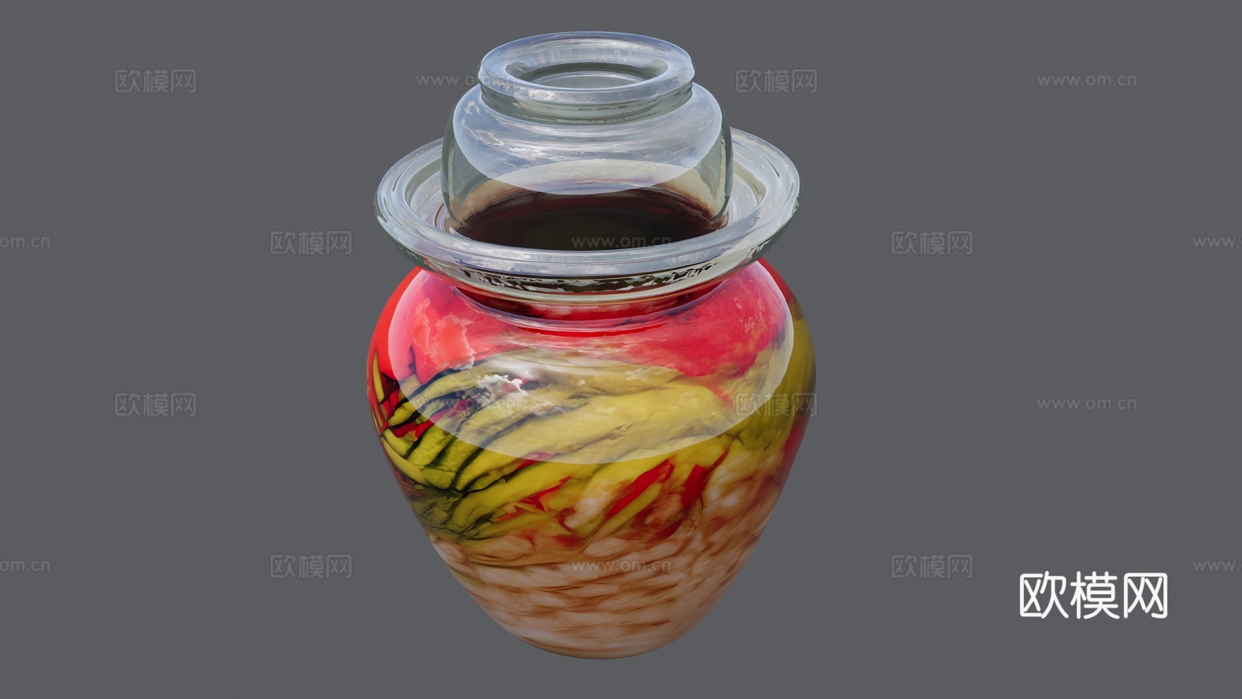 玻璃泡菜坛子su模型