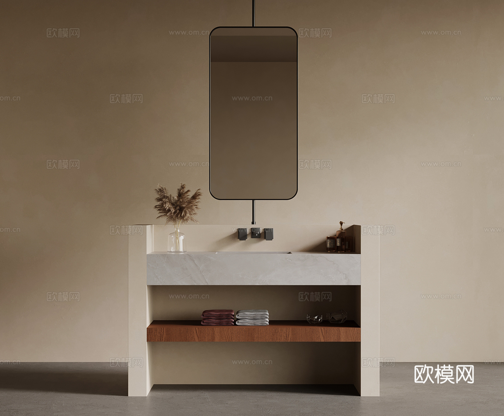 中古风洗手台 旋转镜su模型