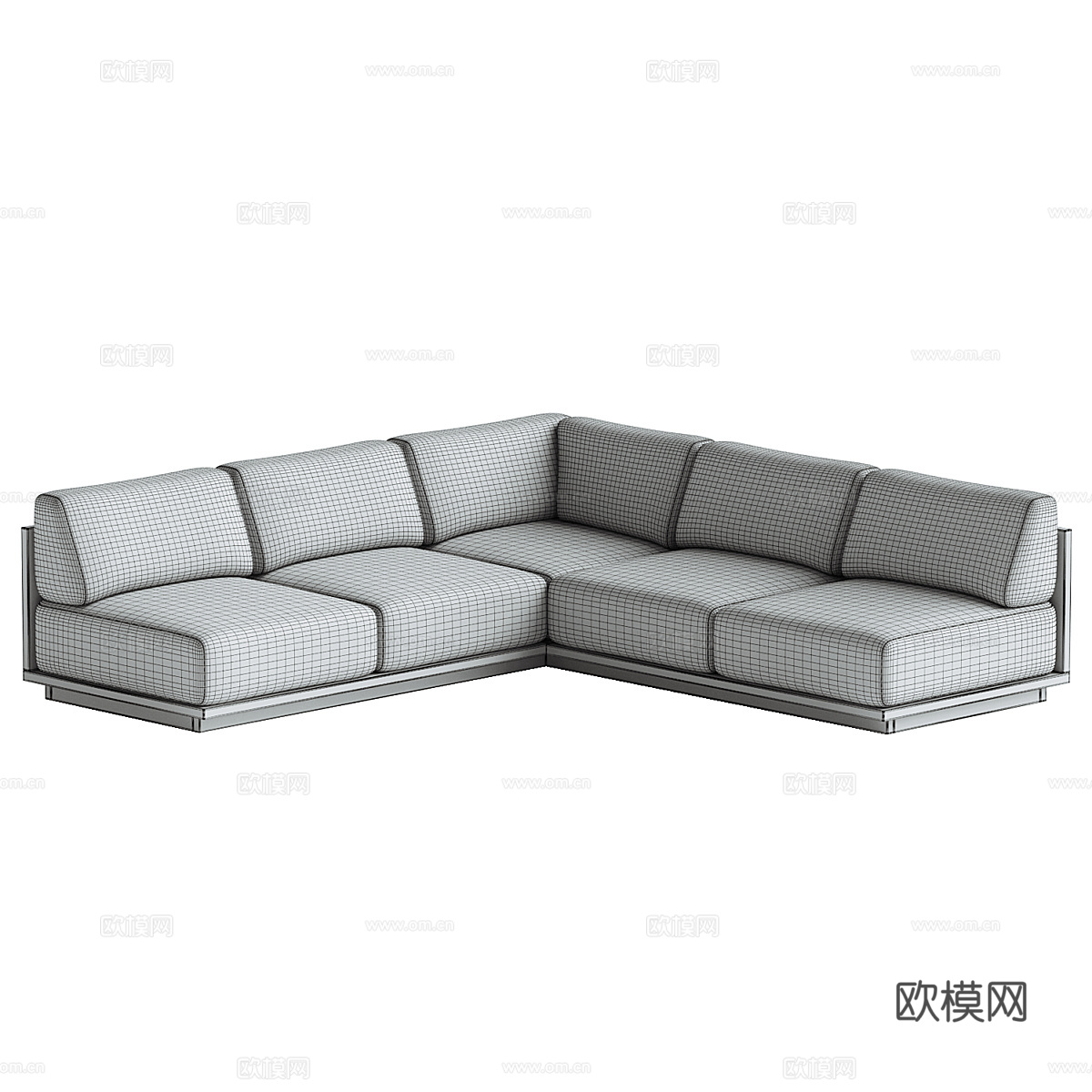 现代意式 Mallorca Wood 转角沙发3d模型下载（渲染图4）