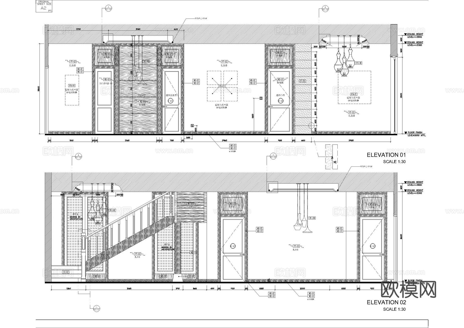 滨海别墅室内施工图cad施工图