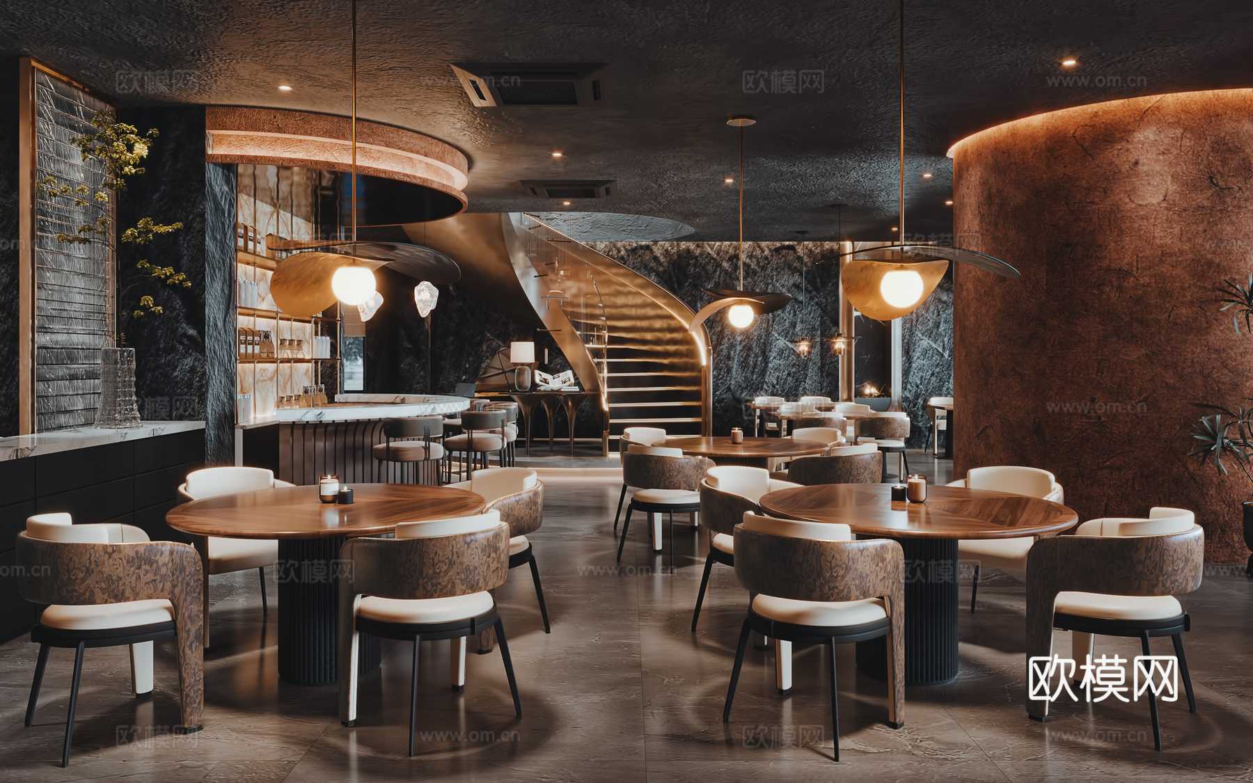 意式轻奢餐厅3d模型下载（渲染图4）