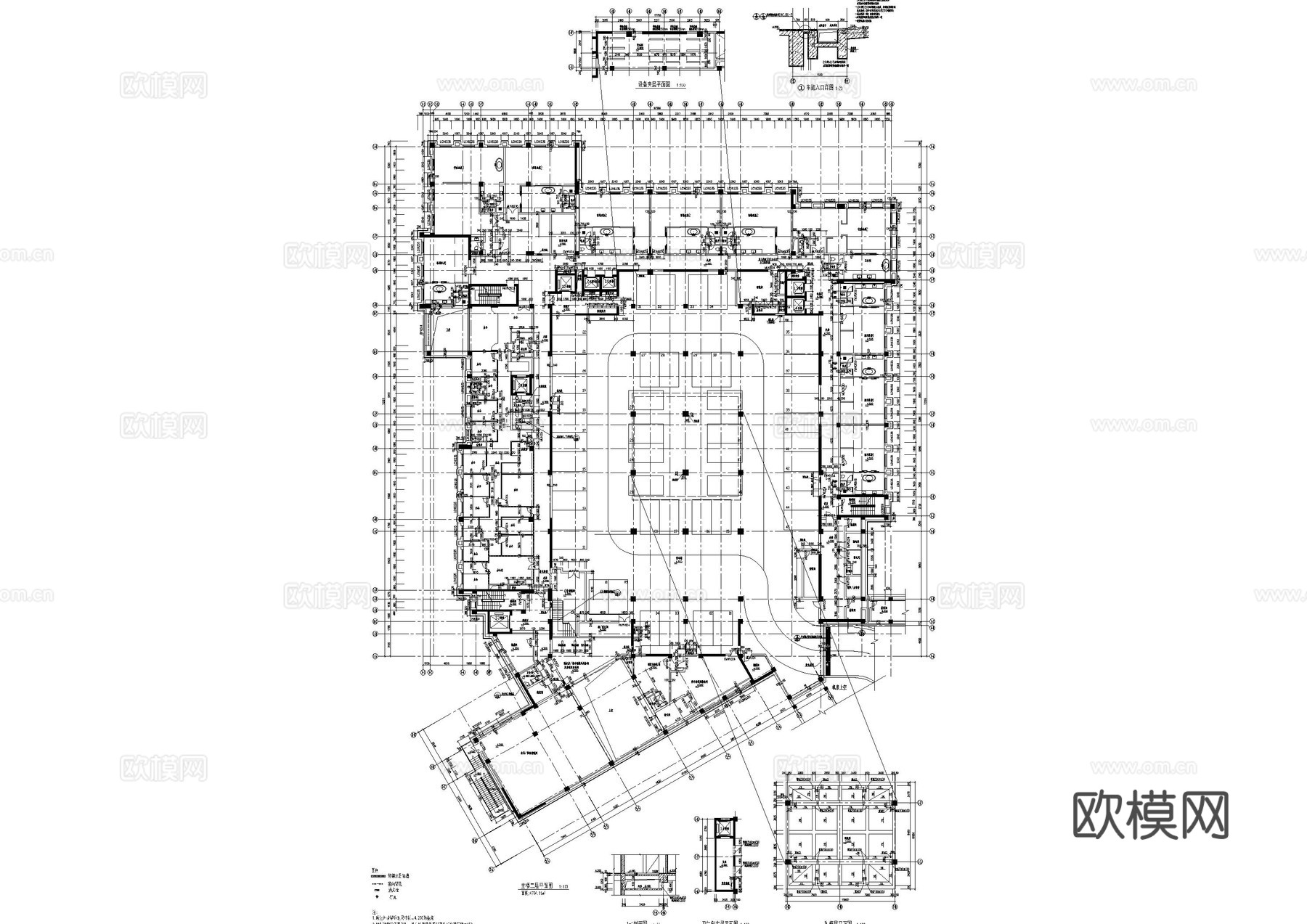 民宿主辅楼建筑施工图cad施工图