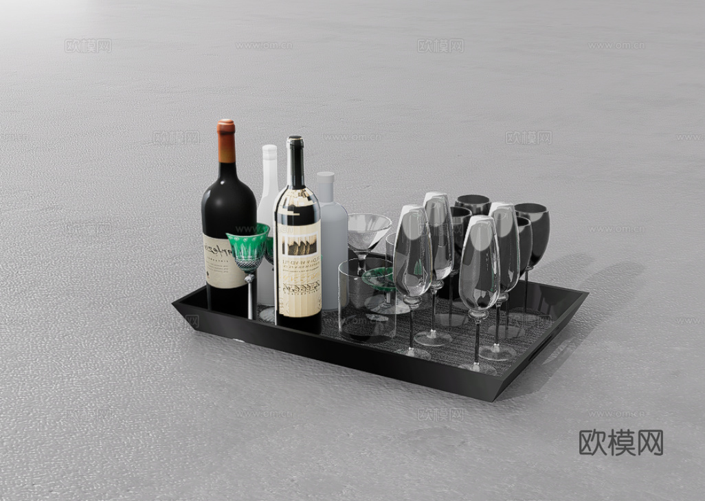 酒具组合su模型
