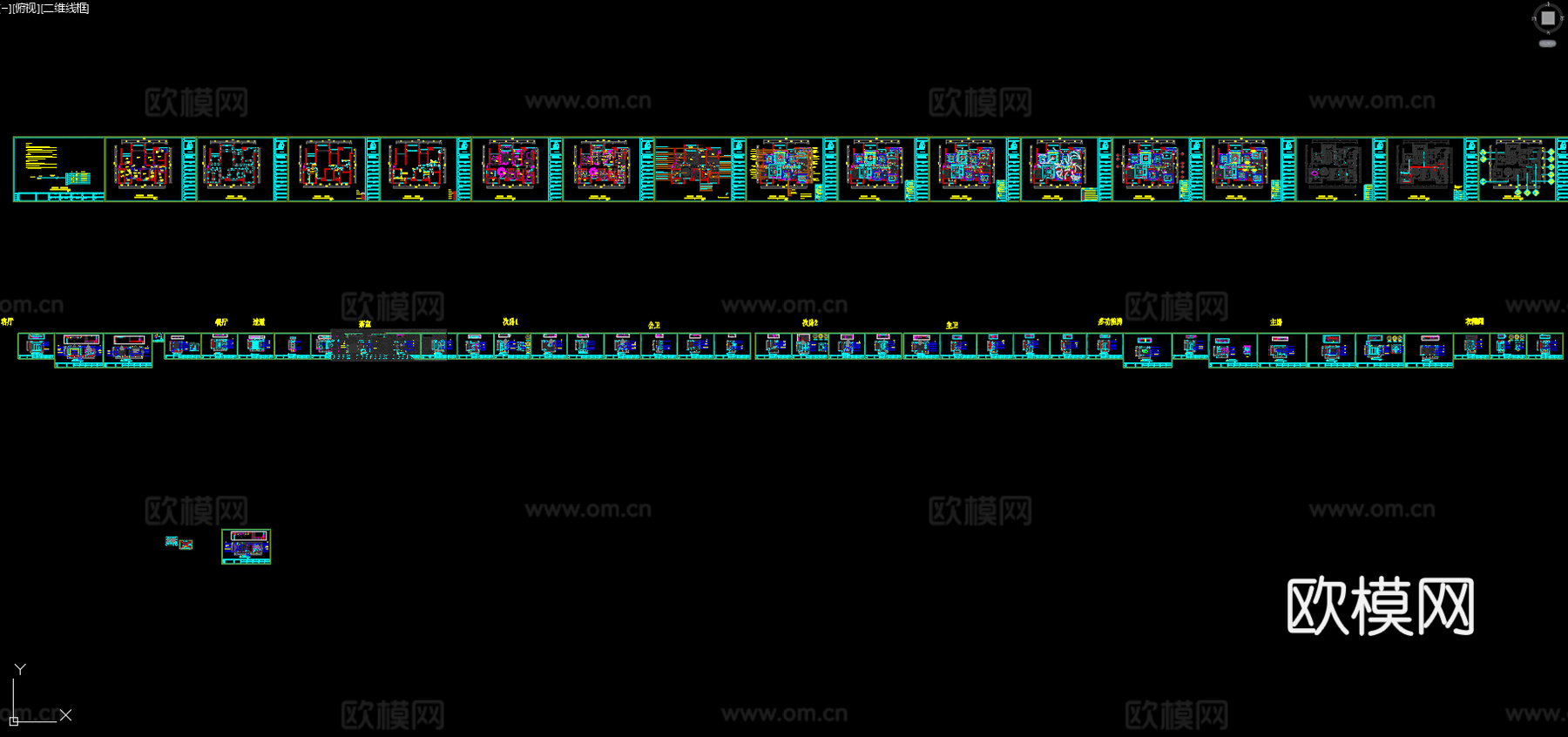 200平豪宅全案设计图纸cad施工图