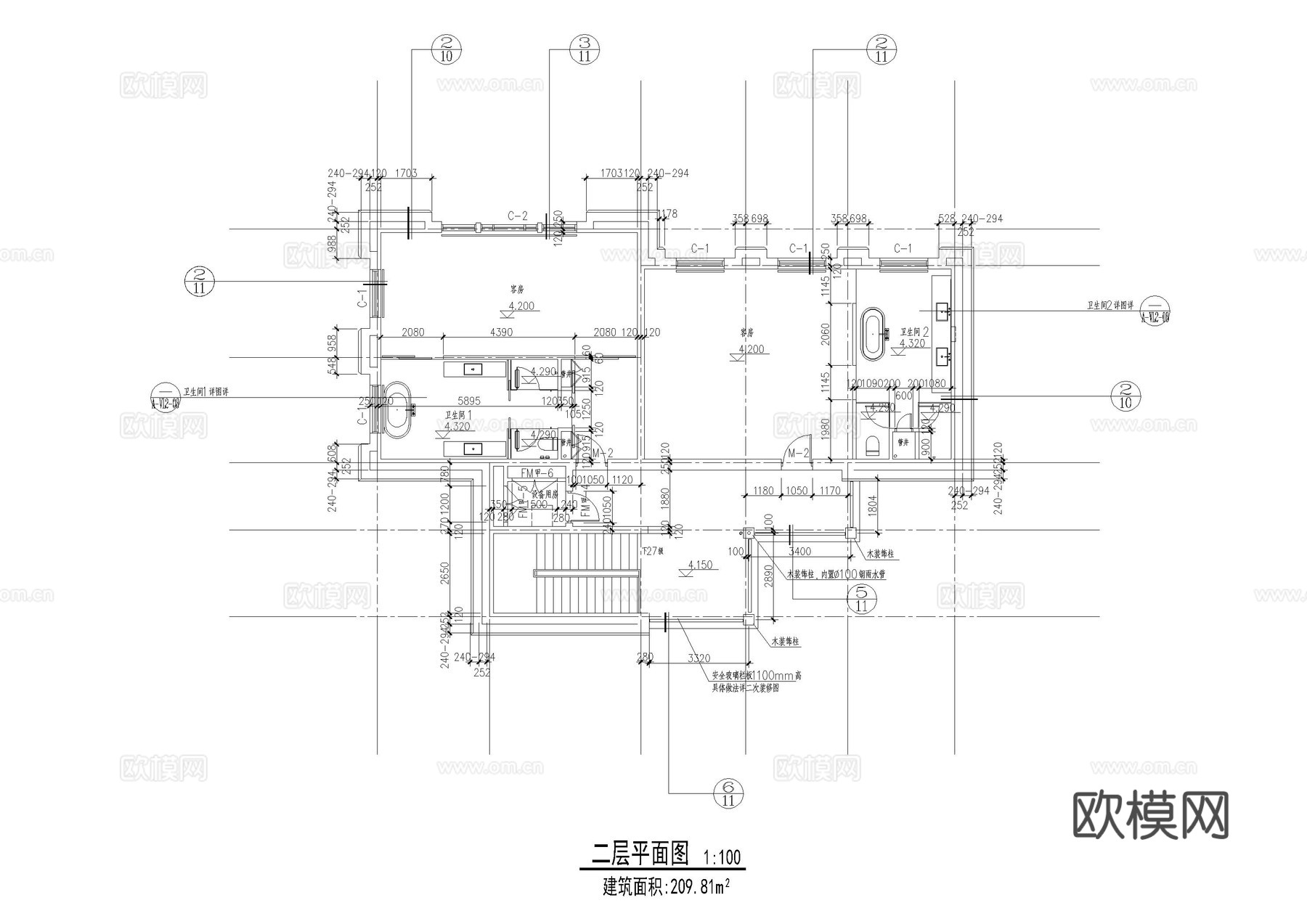 现代酒店建筑施工图cad施工图