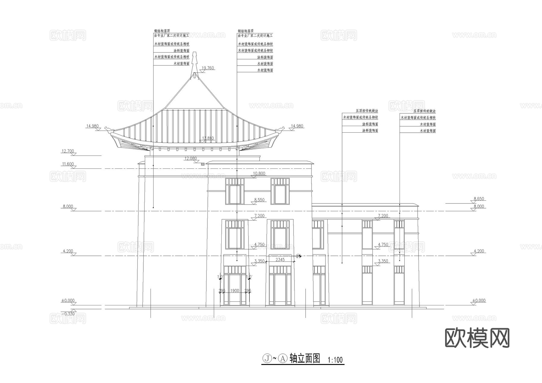 酒店工装建筑施工图cad施工图