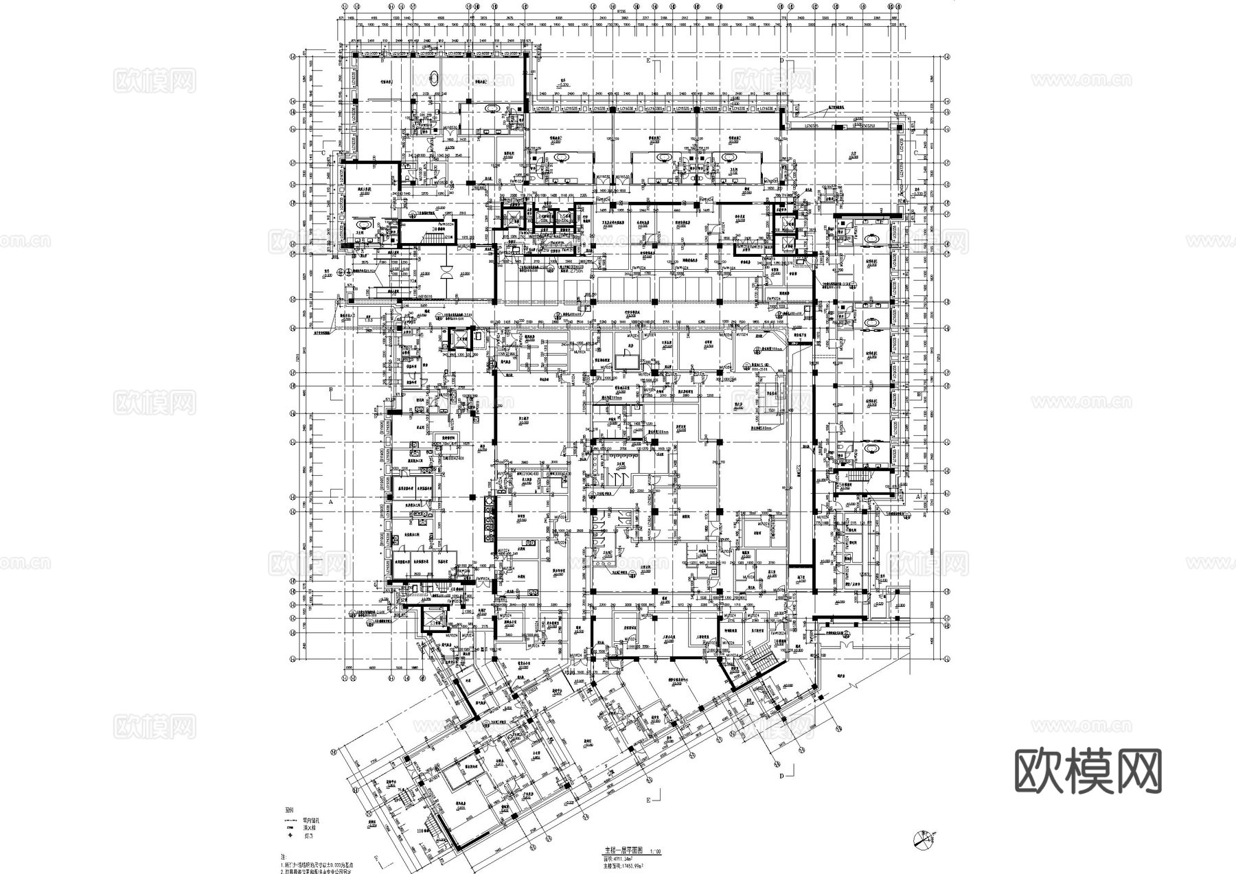 民宿主辅楼建筑施工图cad施工图