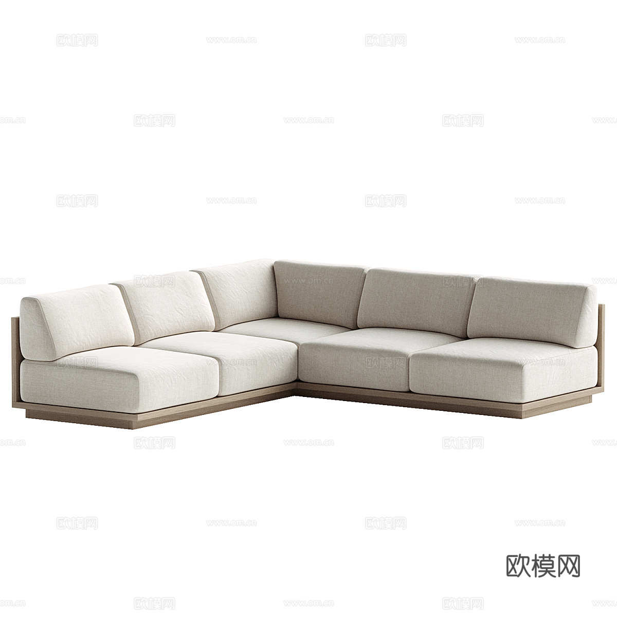 现代意式 Mallorca Wood 转角沙发3d模型下载（渲染图2）