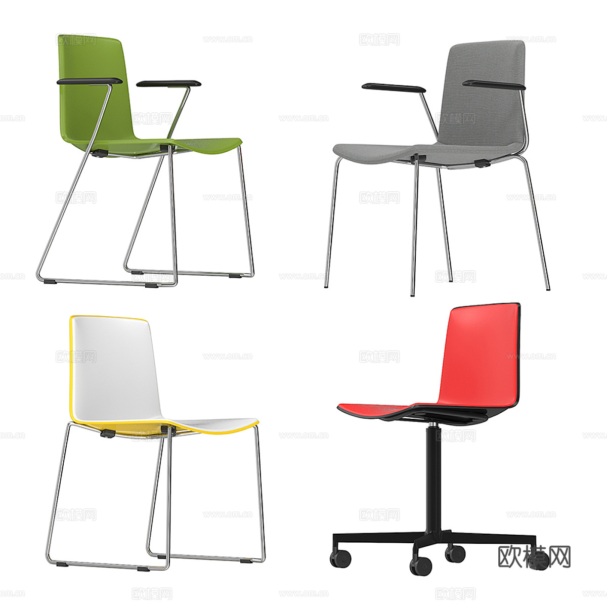 现代办公椅3d模型下载（渲染图1）