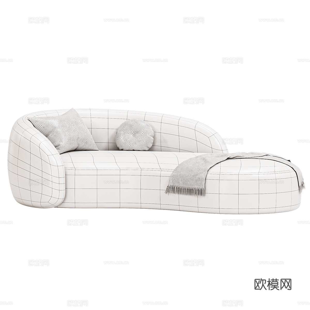 现代奶油风布艺休闲沙发 贵妃椅3d模型下载（渲染图3）