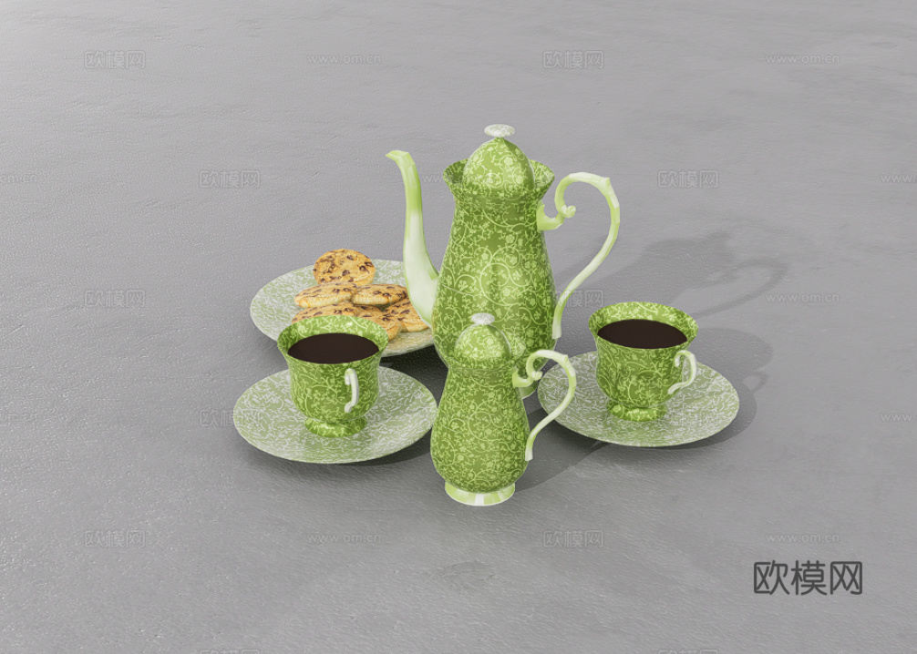 茶具组合su模型