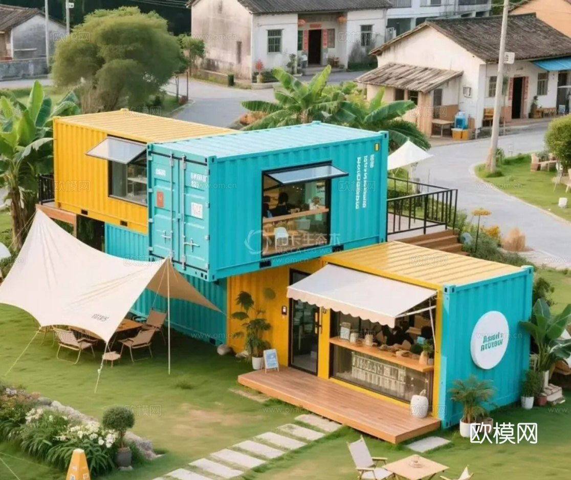 网红集装箱商铺、可移动集装箱商铺、商业街集装箱店铺、定制集装cad施工图下载（渲染图1）