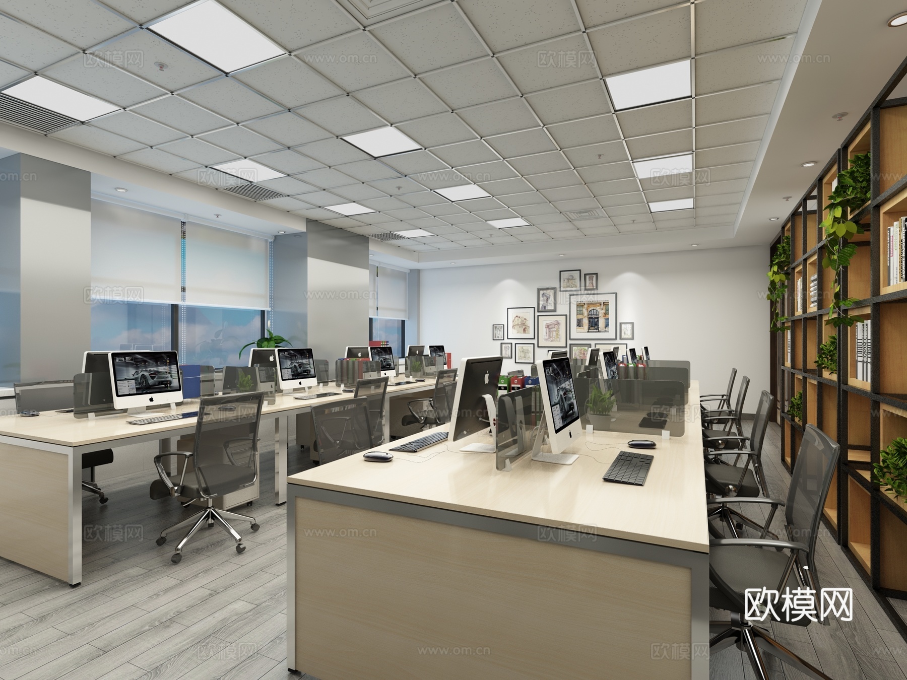 现代办公室 财务室 现代3d模型下载（渲染图2）