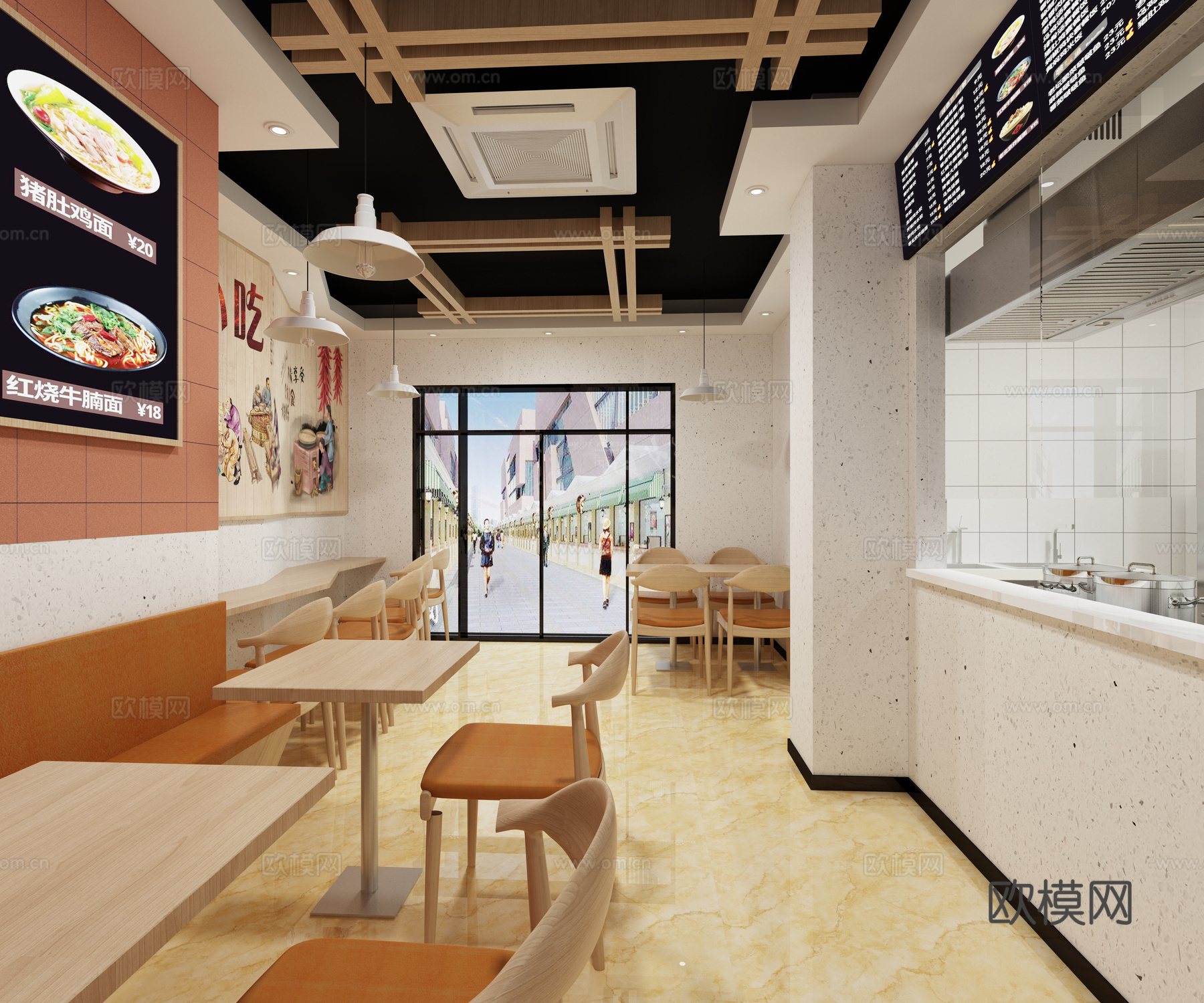 沙县小吃店3d模型下载（渲染图2）