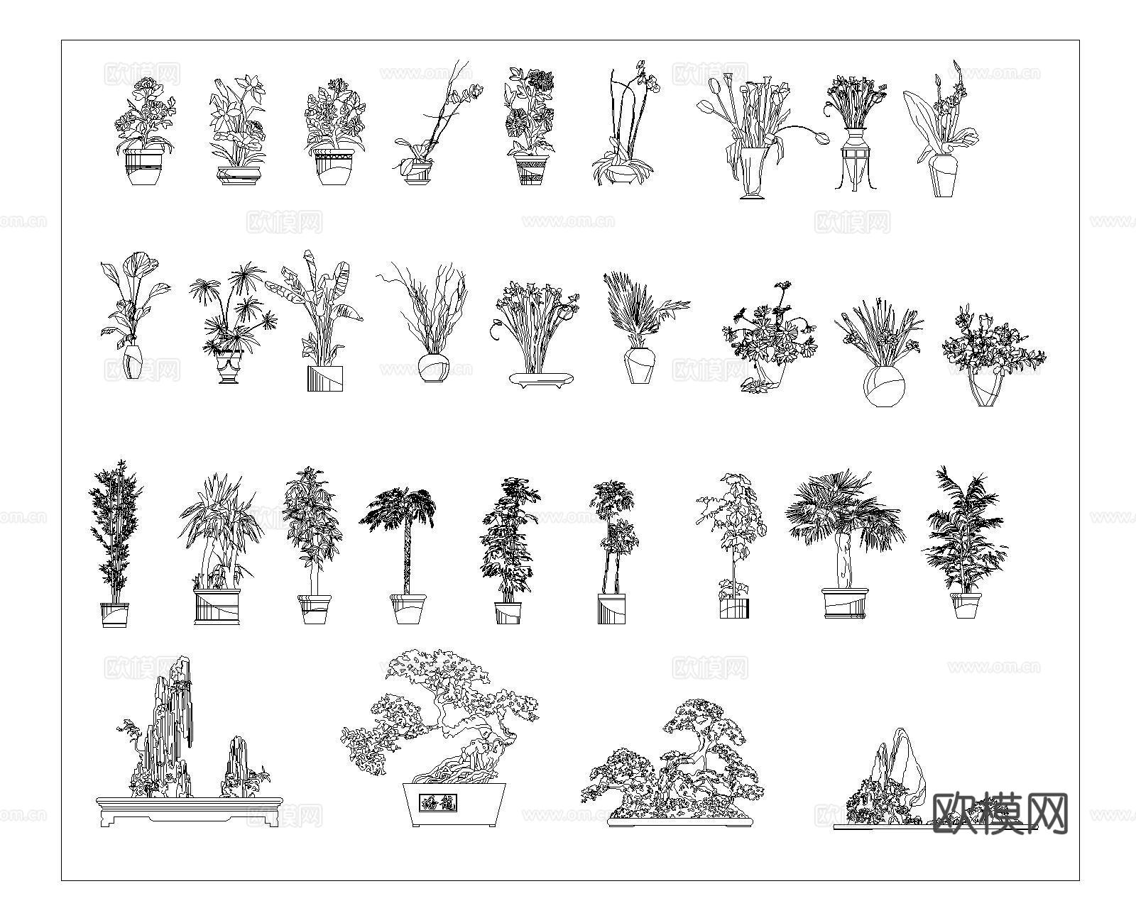 绿植盆栽CADcad施工图