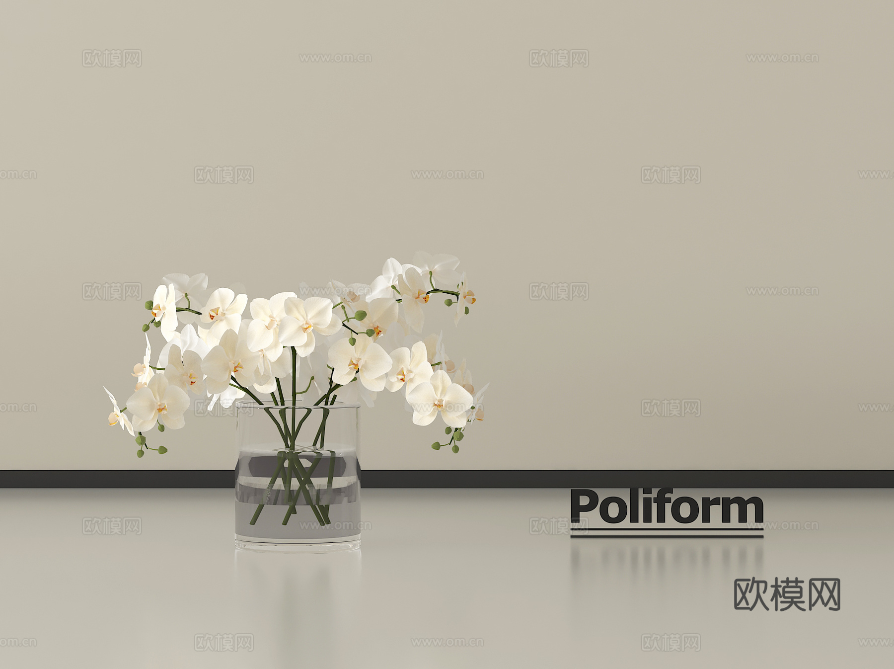 现代花瓶 花艺 玻璃花瓶 兰花绿植盆栽su模型