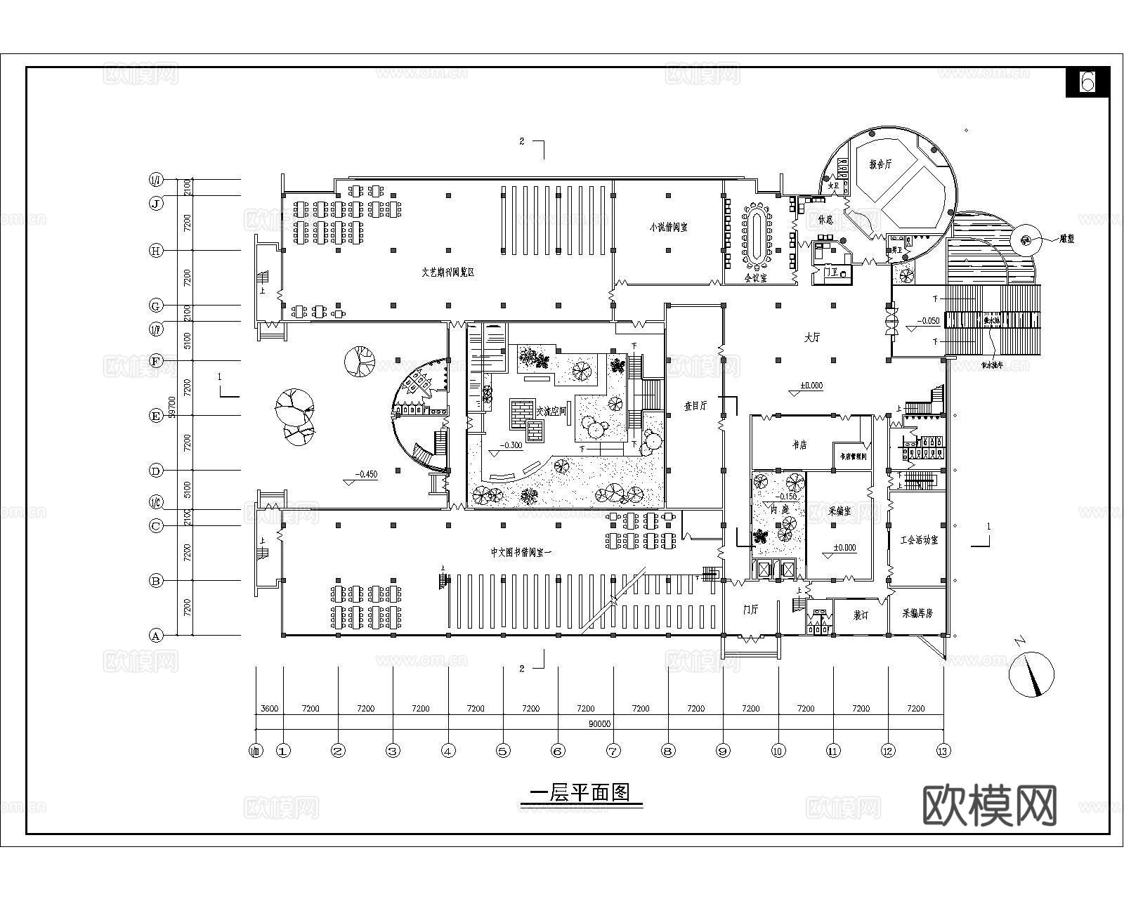图书馆书吧CAD平面cad施工图
