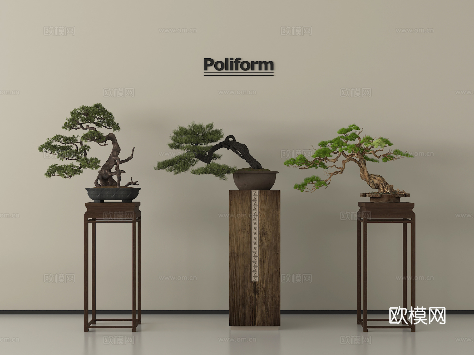中式花几 花架 盆栽 盆景su模型
