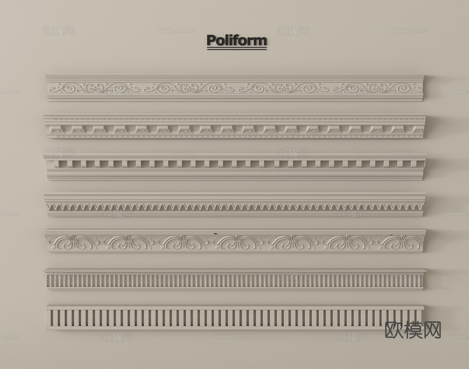 法式石膏线 石膏构件3d模型下载