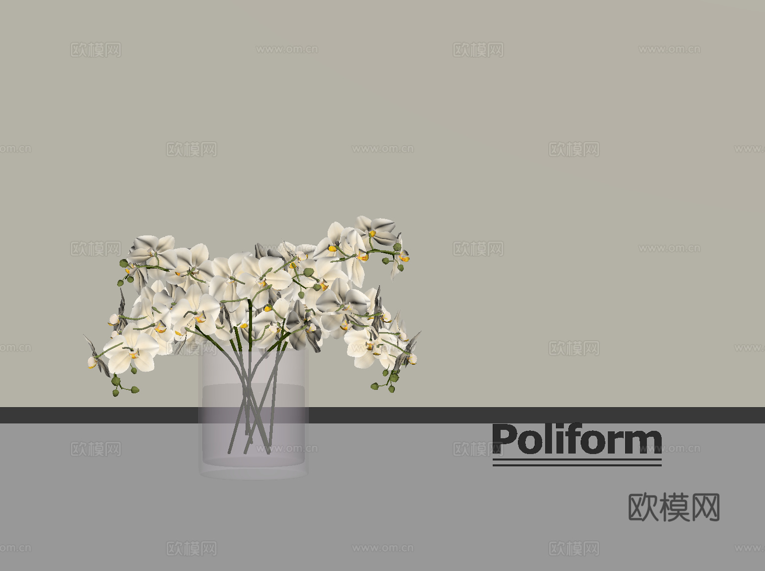 现代花瓶 花艺 玻璃花瓶 兰花绿植盆栽su模型