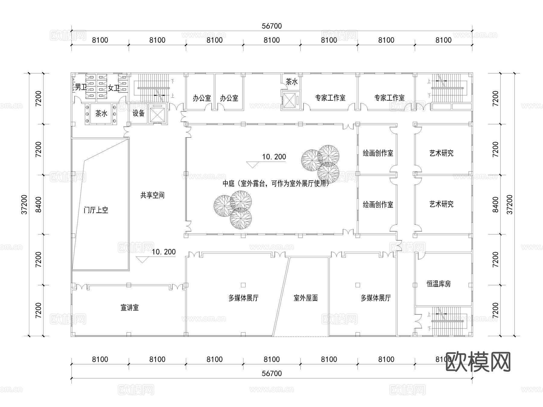 美术馆 艺术馆 展厅 博物馆 展览馆 文件展厅cad施工图