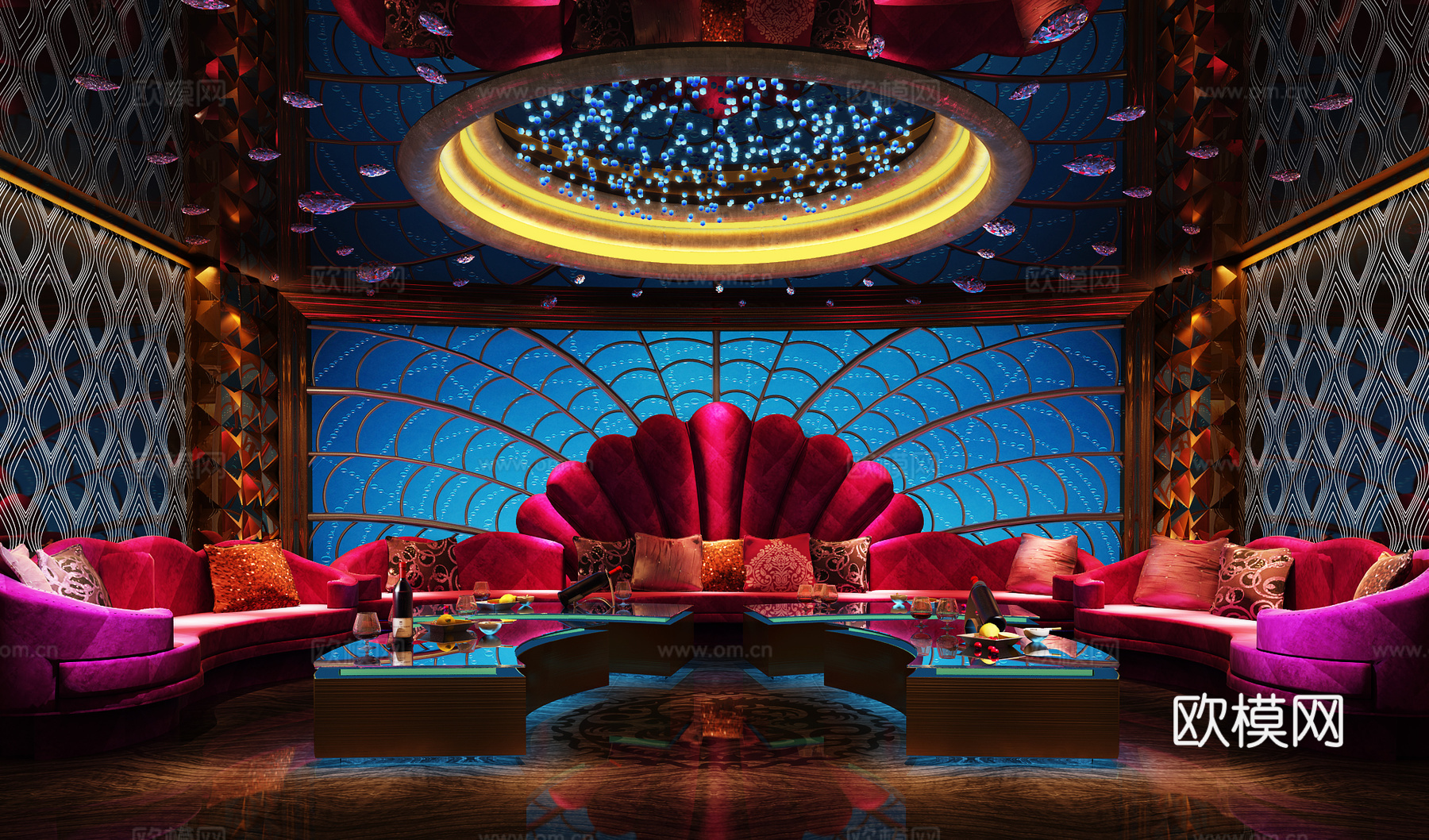 欧式古典欧式KTV 欧式沙发 茶几3d模型下载