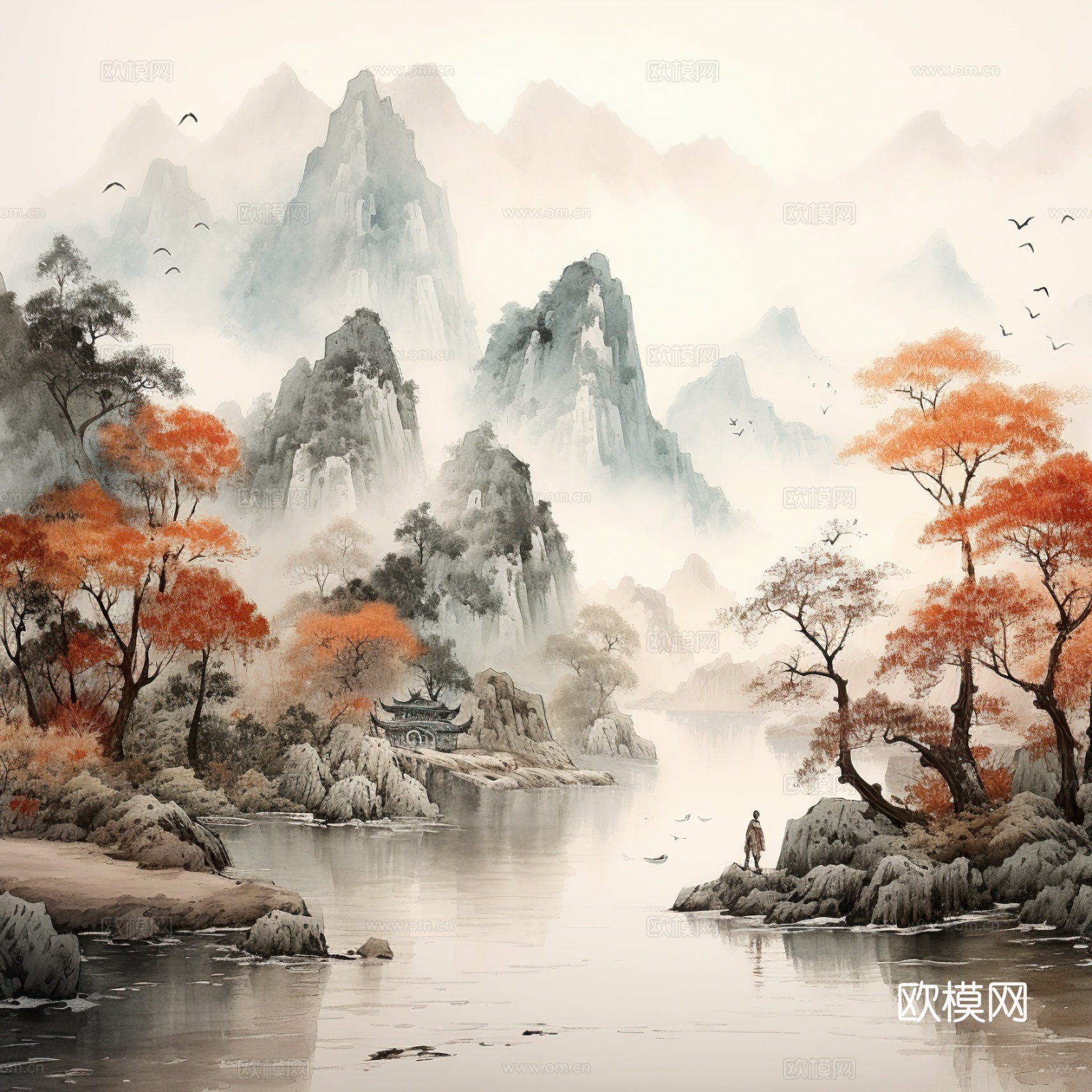 新中式中式挂画 山水挂画