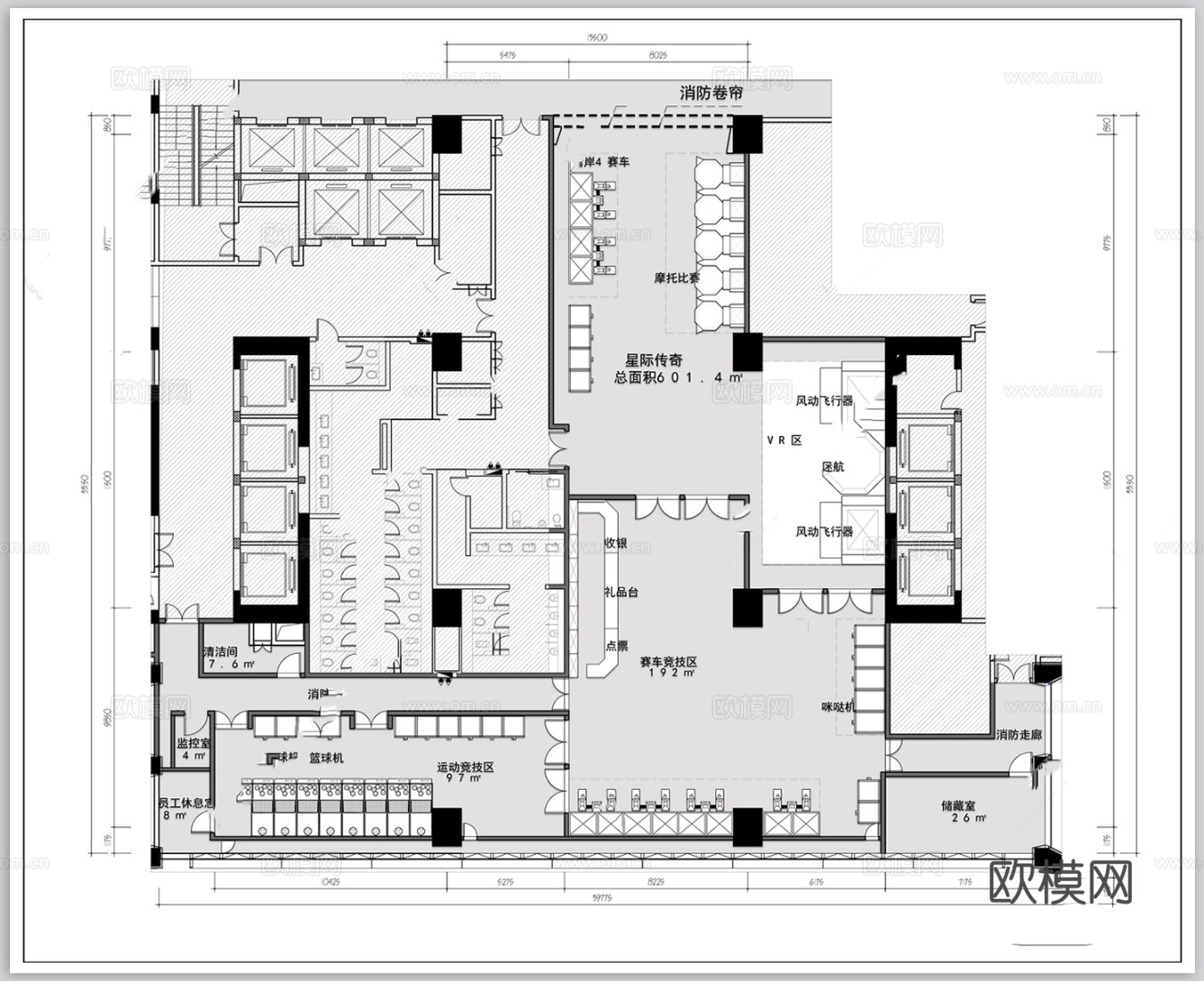 电玩城CAD平面cad施工图