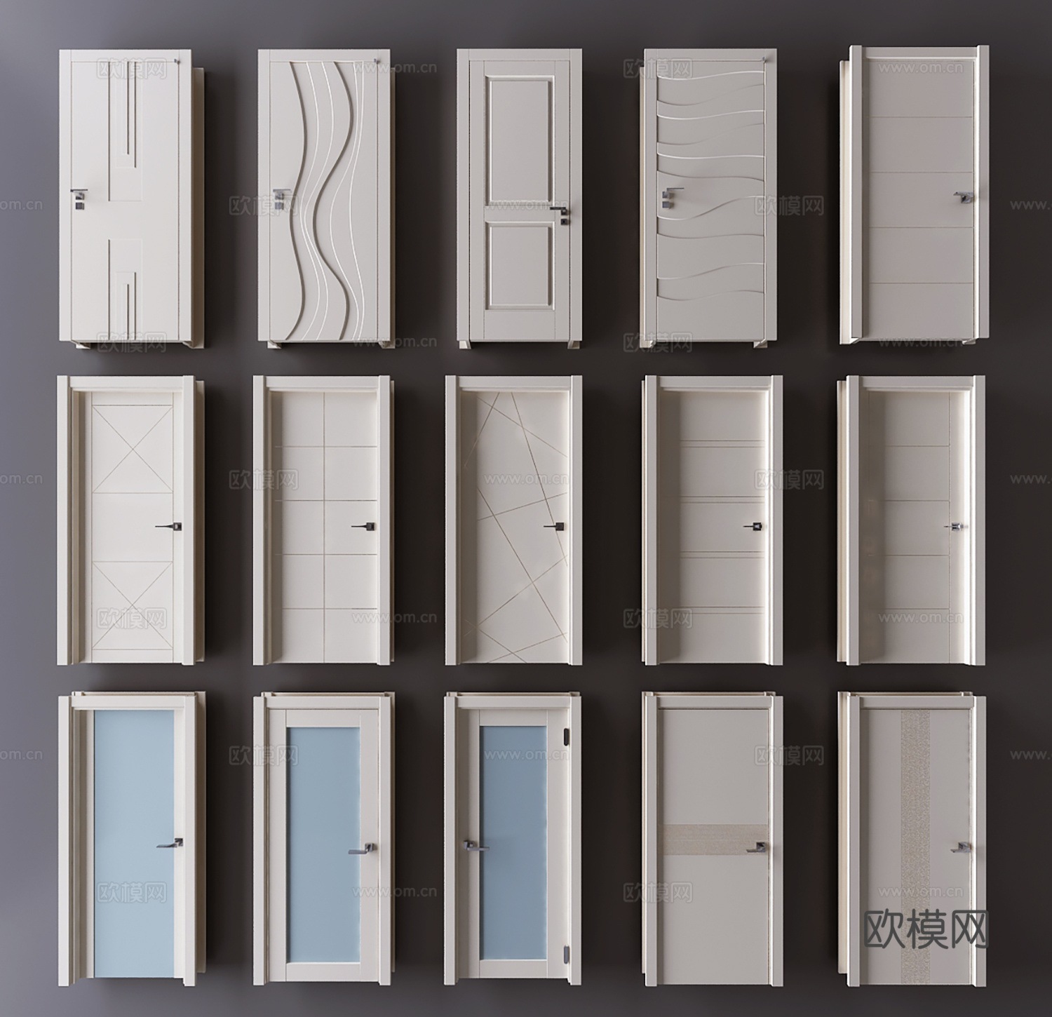 现代实木门 单开门 卫生间门 厨房门3d模型下载