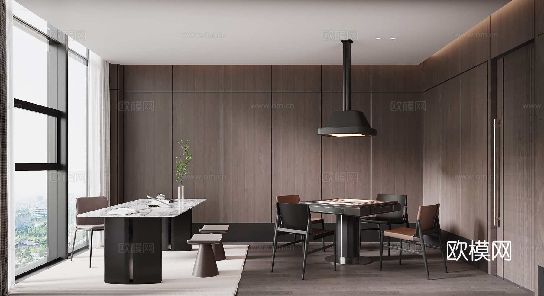 现代意式麻将室 麻将房3d模型下载