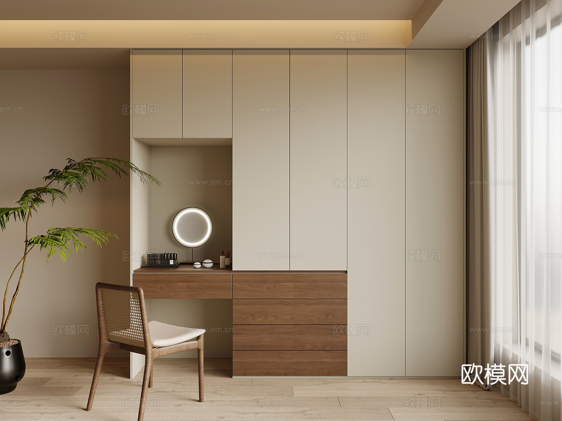 中古风衣柜 梳妆台3d模型下载